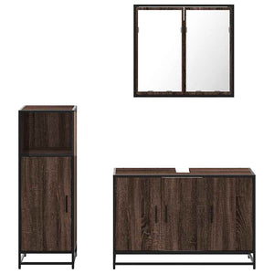 vidaXL 3 Piece Bathroom Furniture Set Brown Oak Engineered Wood