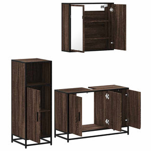 vidaXL 3 Piece Bathroom Furniture Set Brown Oak Engineered Wood