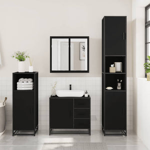 vidaXL 3 Piece Bathroom Furniture Set Black Engineered Wood