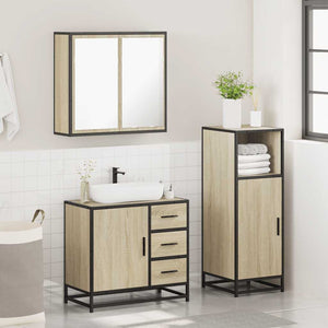 vidaXL 3 Piece Bathroom Furniture Set Sonoma Oak Engineered Wood