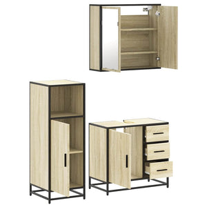 vidaXL 3 Piece Bathroom Furniture Set Sonoma Oak Engineered Wood