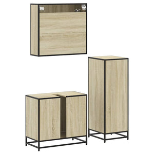 vidaXL 3 Piece Bathroom Furniture Set Sonoma Oak Engineered Wood