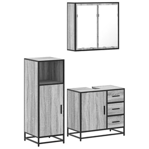 vidaXL 3 Piece Bathroom Furniture Set Grey Sonoma Engineered Wood