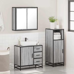 vidaXL 3 Piece Bathroom Furniture Set Grey Sonoma Engineered Wood