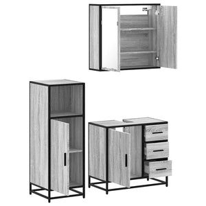 vidaXL 3 Piece Bathroom Furniture Set Grey Sonoma Engineered Wood