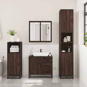 vidaXL 3 Piece Bathroom Furniture Set Brown Oak Engineered Wood