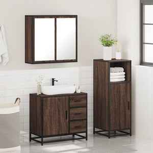 vidaXL 3 Piece Bathroom Furniture Set Brown Oak Engineered Wood