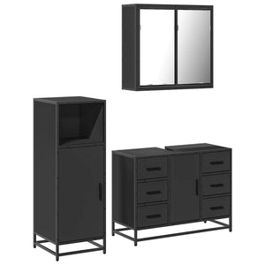 vidaXL 3 Piece Bathroom Furniture Set Black Engineered Wood