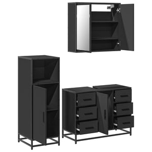 vidaXL 3 Piece Bathroom Furniture Set Black Engineered Wood