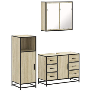 vidaXL 3 Piece Bathroom Furniture Set Sonoma Oak Engineered Wood