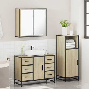 vidaXL 3 Piece Bathroom Furniture Set Sonoma Oak Engineered Wood