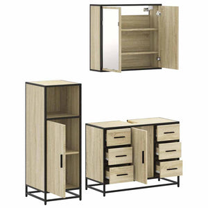 vidaXL 3 Piece Bathroom Furniture Set Sonoma Oak Engineered Wood