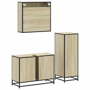 vidaXL 3 Piece Bathroom Furniture Set Sonoma Oak Engineered Wood