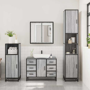 vidaXL 3 Piece Bathroom Furniture Set Grey Sonoma Engineered Wood