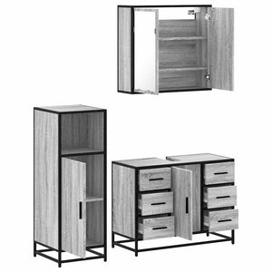 vidaXL 3 Piece Bathroom Furniture Set Grey Sonoma Engineered Wood