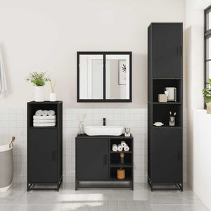 vidaXL 3 Piece Bathroom Furniture Set Black Engineered Wood