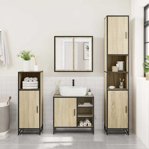 vidaXL 3 Piece Bathroom Furniture Set Sonoma Oak Engineered Wood