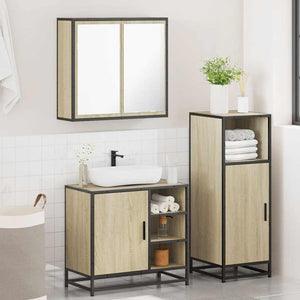 vidaXL 3 Piece Bathroom Furniture Set Sonoma Oak Engineered Wood