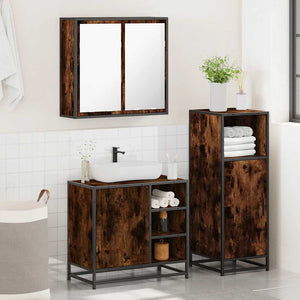 vidaXL 3 Piece Bathroom Furniture Set Smoked Oak Engineered Wood