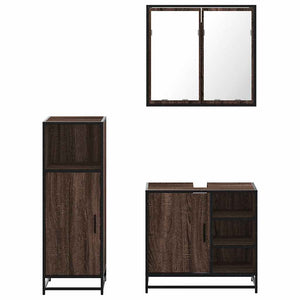 vidaXL 3 Piece Bathroom Furniture Set Brown Oak Engineered Wood