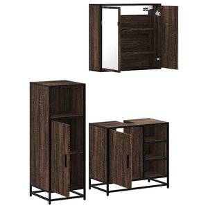 vidaXL 3 Piece Bathroom Furniture Set Brown Oak Engineered Wood