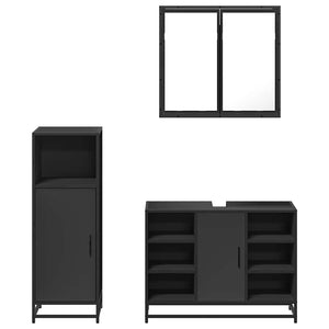 vidaXL 3 Piece Bathroom Furniture Set Black Engineered Wood