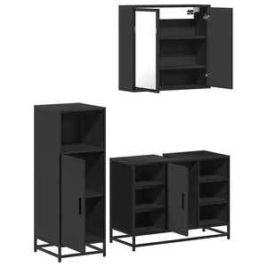 vidaXL 3 Piece Bathroom Furniture Set Black Engineered Wood