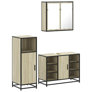 vidaXL 3 Piece Bathroom Furniture Set Sonoma Oak Engineered Wood