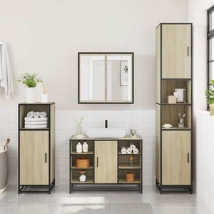 vidaXL 3 Piece Bathroom Furniture Set Sonoma Oak Engineered Wood