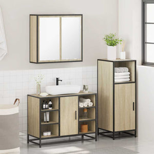 vidaXL 3 Piece Bathroom Furniture Set Sonoma Oak Engineered Wood