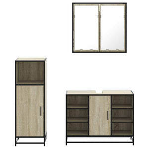 vidaXL 3 Piece Bathroom Furniture Set Sonoma Oak Engineered Wood