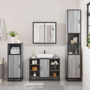 vidaXL 3 Piece Bathroom Furniture Set Grey Sonoma Engineered Wood