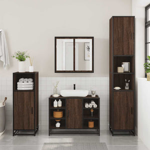 vidaXL 3 Piece Bathroom Furniture Set Brown Oak Engineered Wood