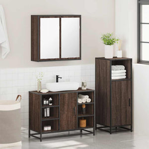 vidaXL 3 Piece Bathroom Furniture Set Brown Oak Engineered Wood