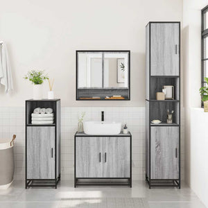 vidaXL 3 Piece Bathroom Furniture Set Grey Sonoma Engineered Wood