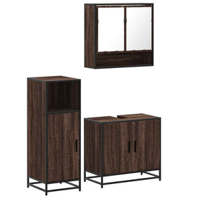 vidaXL 3 Piece Bathroom Furniture Set Brown Oak Engineered Wood