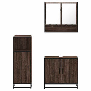 vidaXL 3 Piece Bathroom Furniture Set Brown Oak Engineered Wood