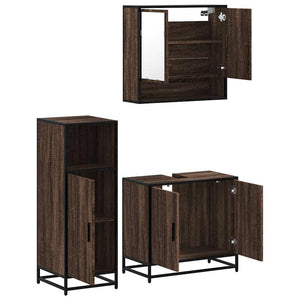 vidaXL 3 Piece Bathroom Furniture Set Brown Oak Engineered Wood