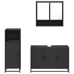 vidaXL 3 Piece Bathroom Furniture Set Black Engineered Wood