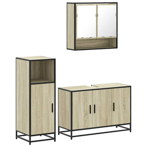 vidaXL 3 Piece Bathroom Furniture Set Sonoma Oak Engineered Wood