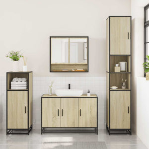 vidaXL 3 Piece Bathroom Furniture Set Sonoma Oak Engineered Wood