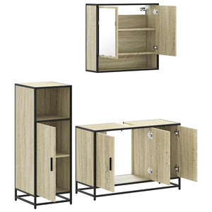 vidaXL 3 Piece Bathroom Furniture Set Sonoma Oak Engineered Wood