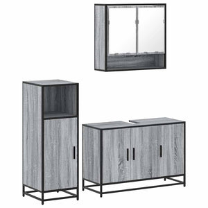 vidaXL 3 Piece Bathroom Furniture Set Grey Sonoma Engineered Wood