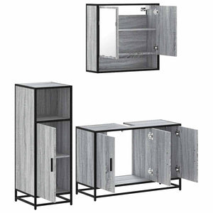 vidaXL 3 Piece Bathroom Furniture Set Grey Sonoma Engineered Wood