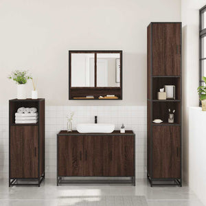 vidaXL 3 Piece Bathroom Furniture Set Brown Oak Engineered Wood