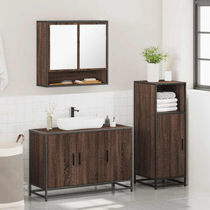 vidaXL 3 Piece Bathroom Furniture Set Brown Oak Engineered Wood