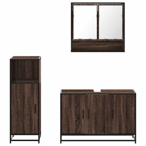 vidaXL 3 Piece Bathroom Furniture Set Brown Oak Engineered Wood