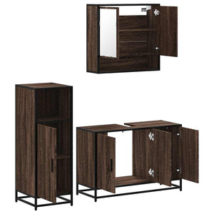 vidaXL 3 Piece Bathroom Furniture Set Brown Oak Engineered Wood