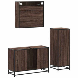 vidaXL 3 Piece Bathroom Furniture Set Brown Oak Engineered Wood