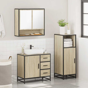 vidaXL 3 Piece Bathroom Furniture Set Sonoma Oak Engineered Wood